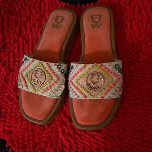 Fizzy Goblet Slide Sandals Womens Size 9 Multicolor Embroidered Boho